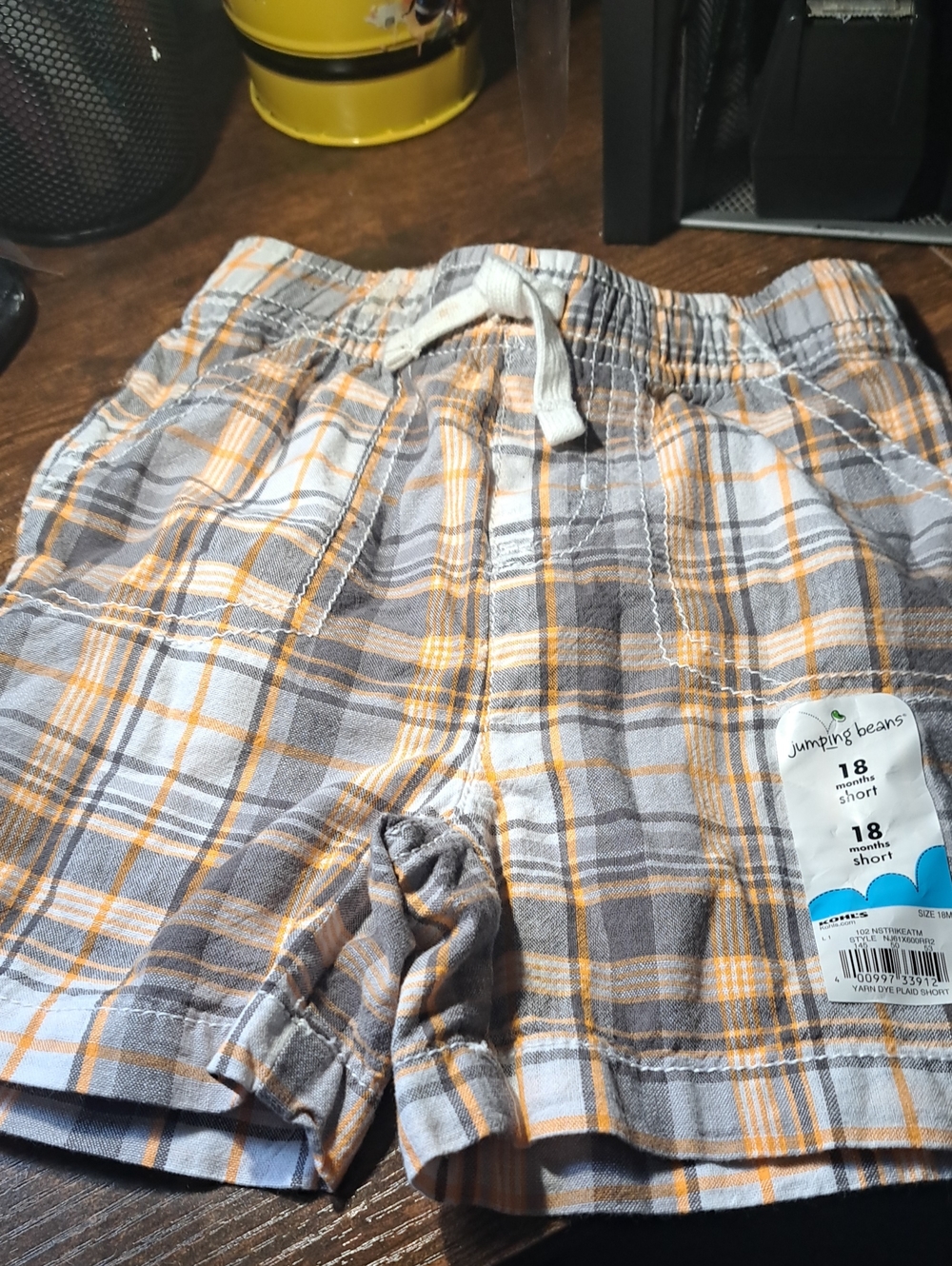 jumping beans Orange and Gray Plaid Shorts